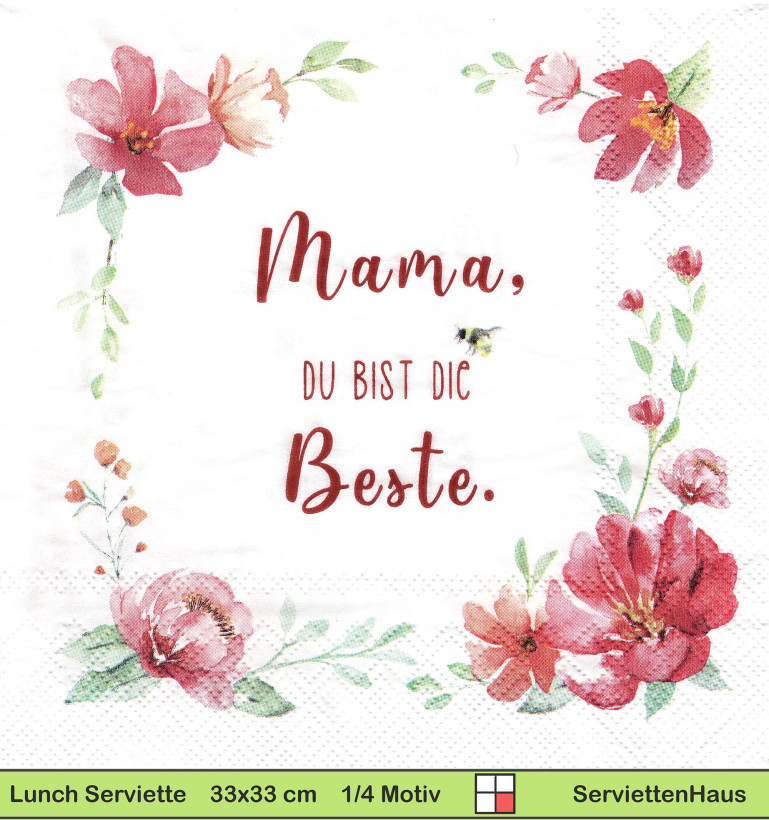 Mama du bist die Beste - 1 Paket mit 20 Servietten
